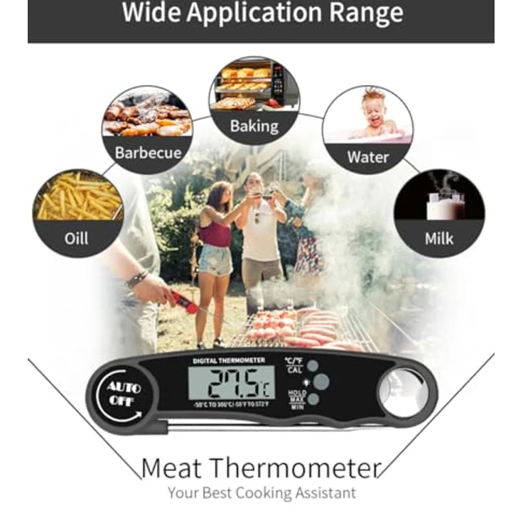 PRECORN Digital Fleischthermometer, wasserdichtes Grill- und Bratenthermometer mit Sofortablesung, Edelstahl, präzise Messungen von -50 °C bis 300 °C – Bild 3