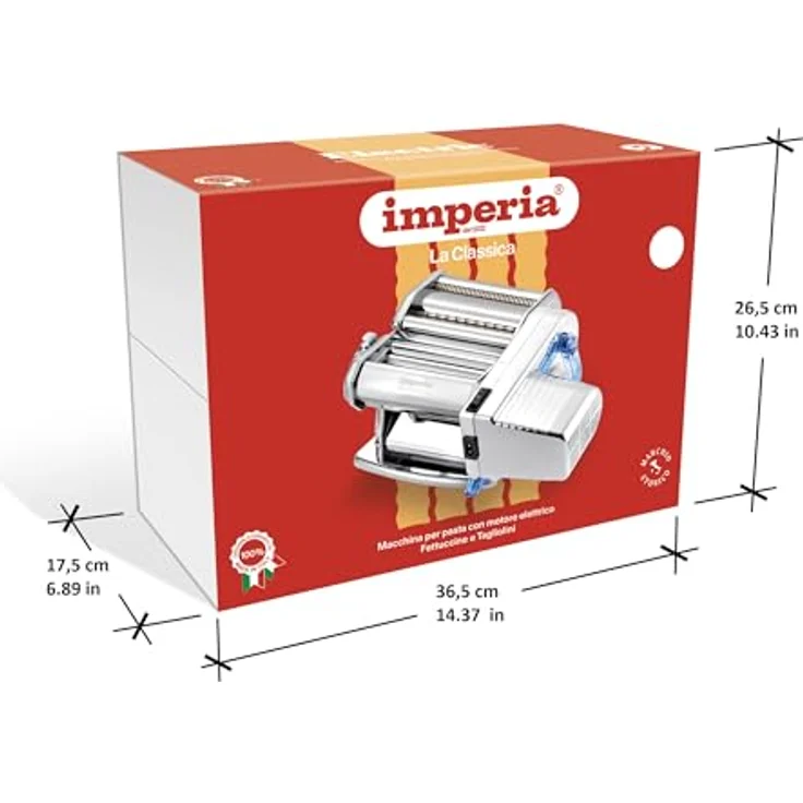Imperia Electric 230V Ipasta Metal Classica, Pastamaschine in Silber mit 6 Walzen und Duplex-Schneider für Tagliatelle und Fettuccine – Bild 9