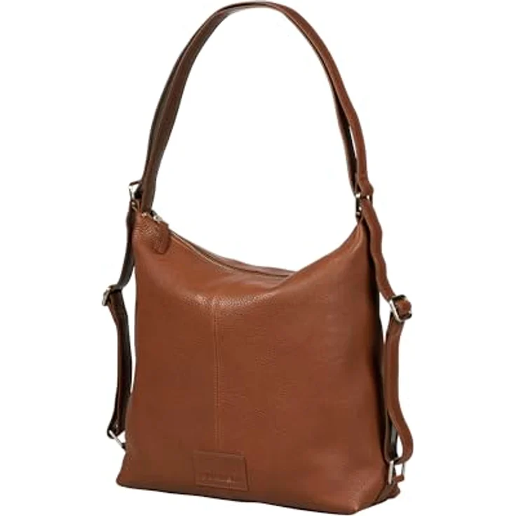 Burkely Soft Skylar Backpack Hobo, Damen Handtasche aus hochwertigem Rindsleder, braun, vielseitig tragbar als Schultertasche oder Rucksack – Bild 2
