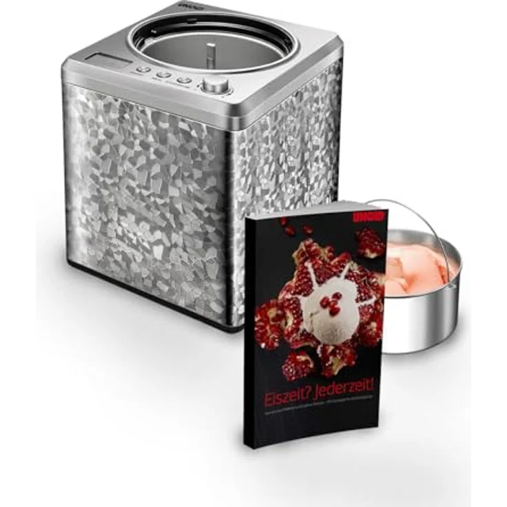 Unold 48970 Eismaschine profi inkl. Eisbuch mit 101 Rezepten | Speiseeisbereiter 2 L, selbstkühlender Kompressor, LCD-Display, Gefrierbereich bis ca. -35 °C, 180 Watt – Bild 1