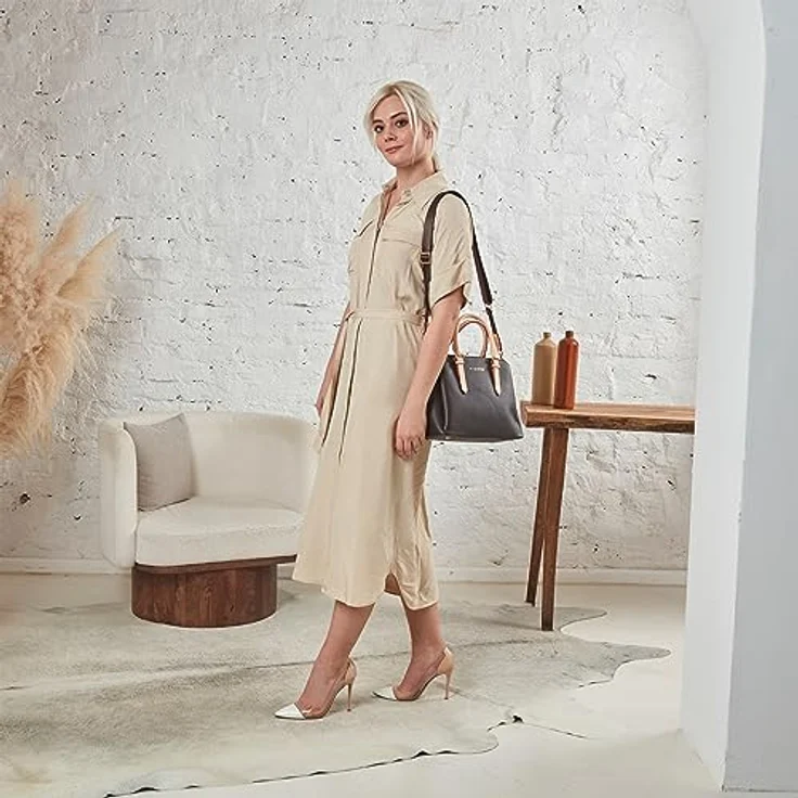 Bugatti Ella, Handtasche in Beige mit geräumigem Hauptfach, Smartphonefach und verstellbarem Schultergurt – Bild 7
