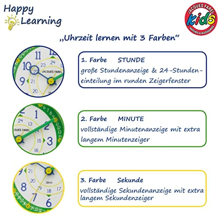 Jacques Farel Quarzuhr Happy Learning, Lernuhr, KOP 03, Blau, Kinderuhr - Preisvergleich – Bild 2