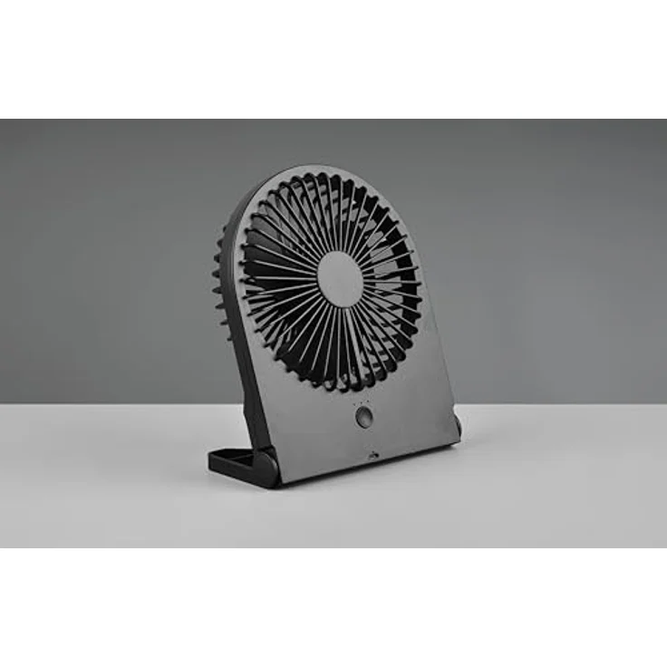 Reality Leuchten BREEZY, Tischventilator mit Akku, leise, 3 Geschwindigkeitsstufen, USB-C, Schwarz, Höhe 23cm – Bild 2