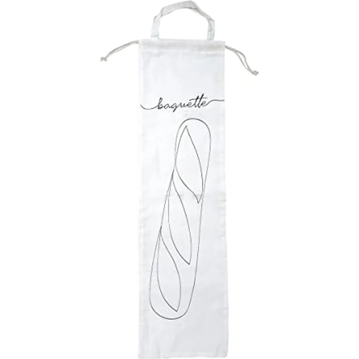 FACKELMANN 47066 Brotstäbchen-Aufbewahrungsbeutel aus Baumwolle, weiß, 63,8 x 17,8 cm