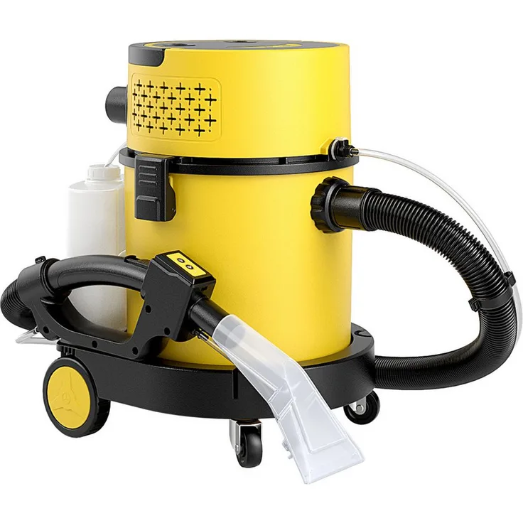 KOMFOTTEU Dampfreiniger mit 9 Zubehörteilen, 1200 W, Trockensauger mit Blasfunktion, 20 L Behälter, Gelb und Schwarz