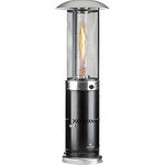 Blumfeldt Heizpilz Gas für Terrasse, Garten & Balkon, 360°Flammen-Blick, Outdoor-Gasheizstrahler, Elektrische Zündung, Bodenrollen - silber