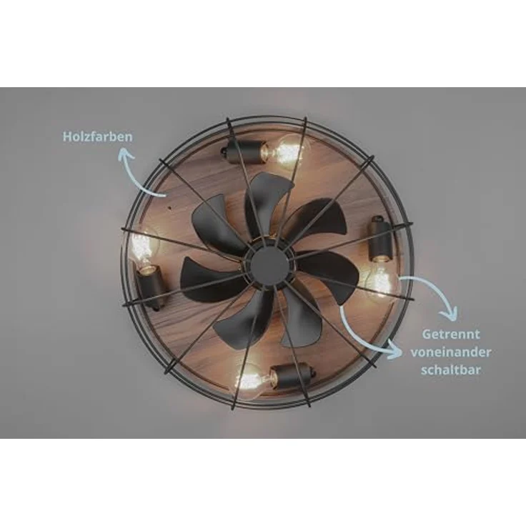 lightling Deckenlampe Trutti mit integriertem Ventilator und Fernbedienung, Geschwindigkeitsstufen, Timer, holzfarbig – Bild 4