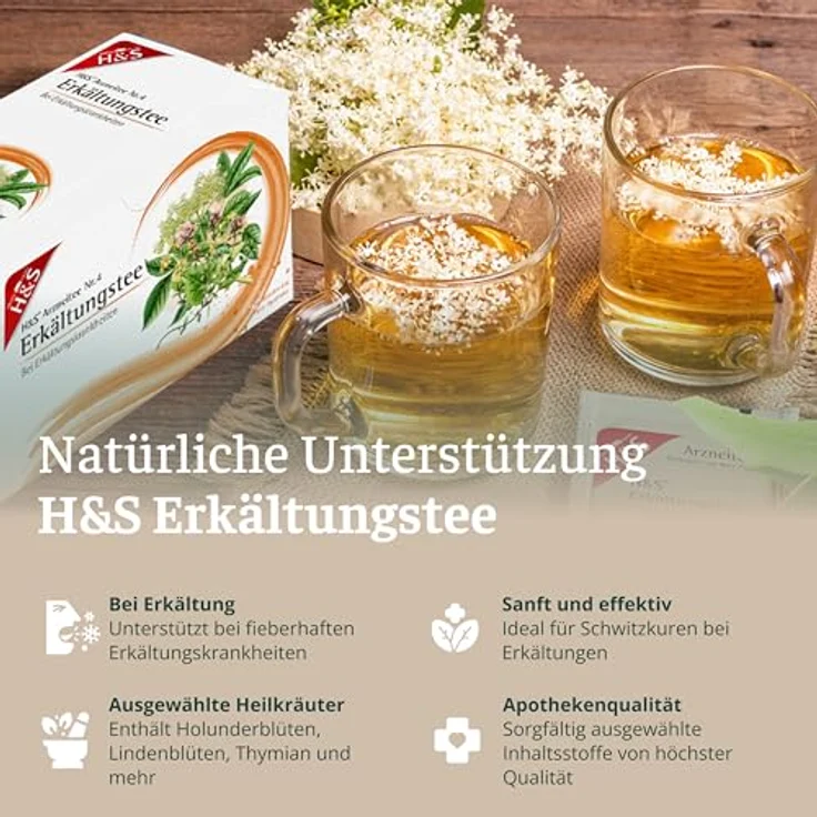 H&S Erkältungstee V, Filterbeutel für Erkältungskrankheiten, 20x2 g – Bild 2