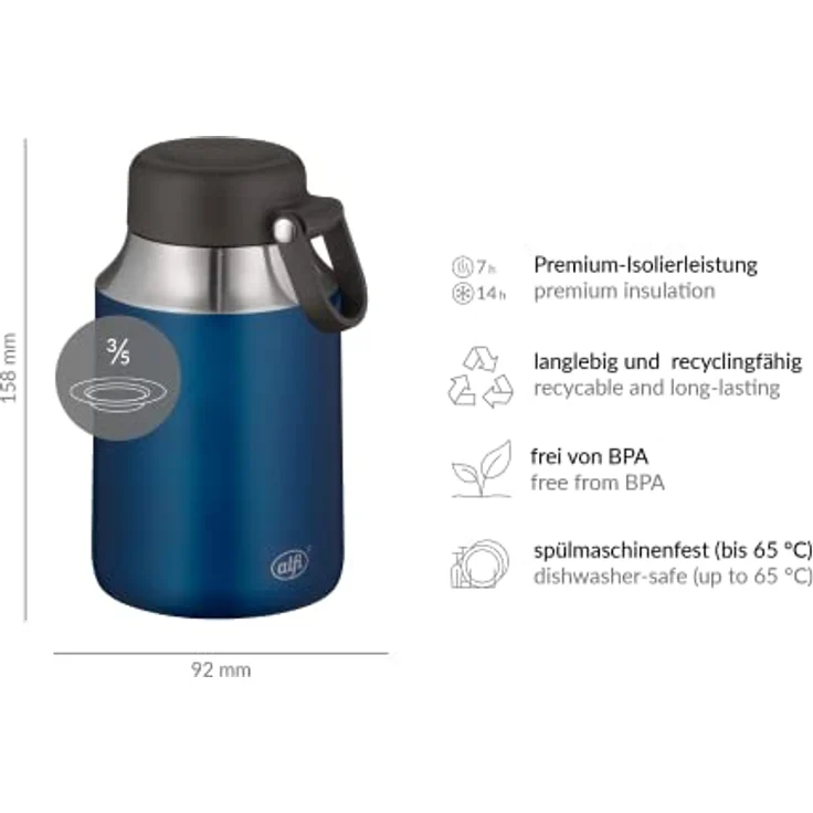 alfi City Food Jar Thermospeisegefäß, Edelstahl, Blau, 550ml – Bild 7