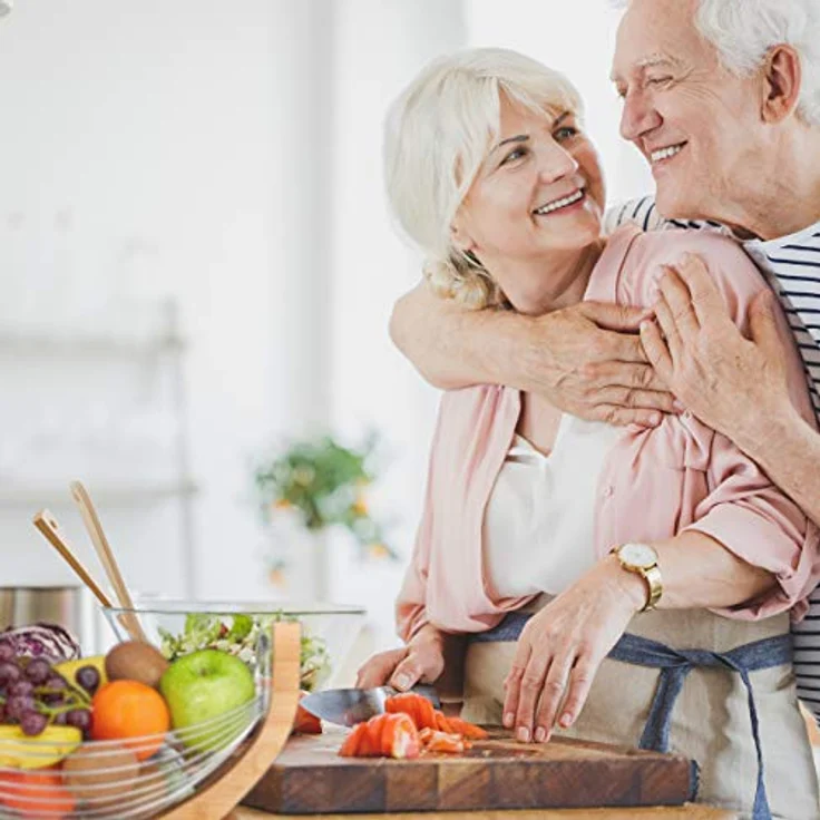 Relaxdays Obsthängematte, Bambus und Edelstahl, Gitter Design, Deko Obstschale, HxBxT: 18, 5 x 38 x 23 cm, natur/silber – Bild 3