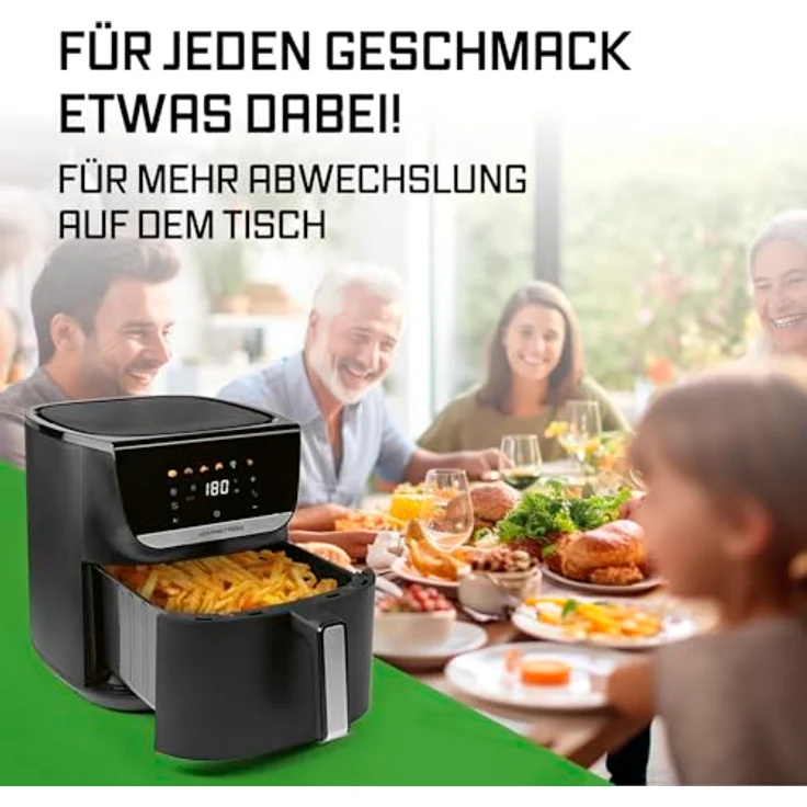 GOURMETmaxx Heißluftfritteuse AirGenius, 7,5 l - Mattschwarz, farbiges LED-Touchdisplay, 7 Programme, 1700 Watt, 360° Heißluftzirkulation – Bild 8