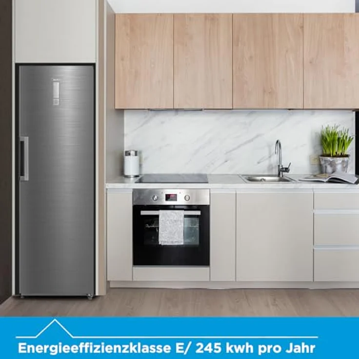 Midea MDRU385MTE46 Gefrierschrank/Kühlschrank 273L NoFrost Flexible Kühl- und Gefrierfunktion Superkühl 185 cm hoch Inox – Bild 3
