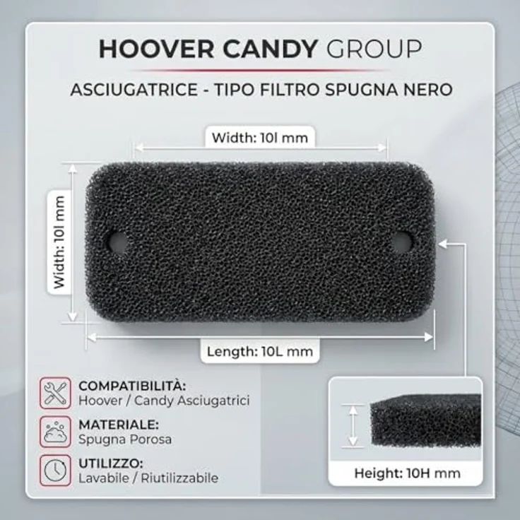 Schwammfilter Filter Filtermatte Vlies Trockner Candy Hoover 40006731 – Bild 4