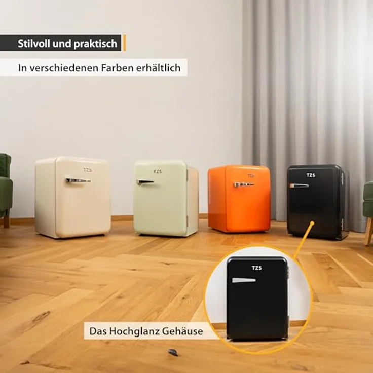 TZS First Austria Minikühlschrank | Retro Design | Einstellbare Kühlleistung | Thermoelektrisches Kühlsystem | 40L | schwarz – Bild 5