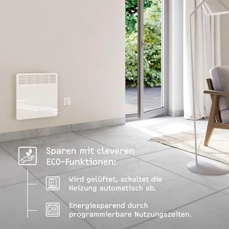 Stiebel Eltron Wand-Konvektor CNS 200 Trend für ca. 20 m², 2 kW, LC-Display, Wochentimer, Offene Fenster Erkennung, 236528, Konvektor – Bild 3