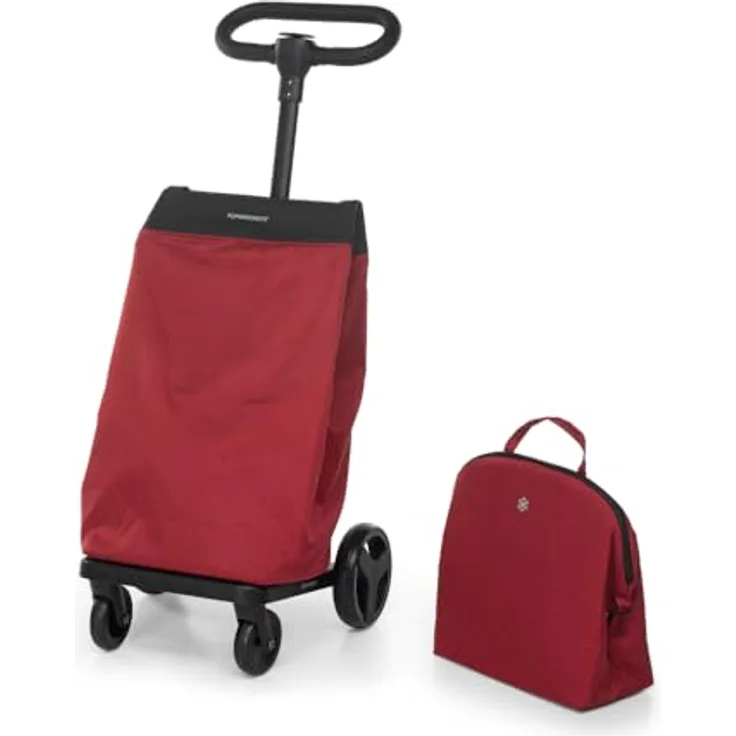 Foppapedretti Go Go Einkaufswagen, Rot mit abnehmbarem 46l Einkaufsbeutel und 8l Kühltasche