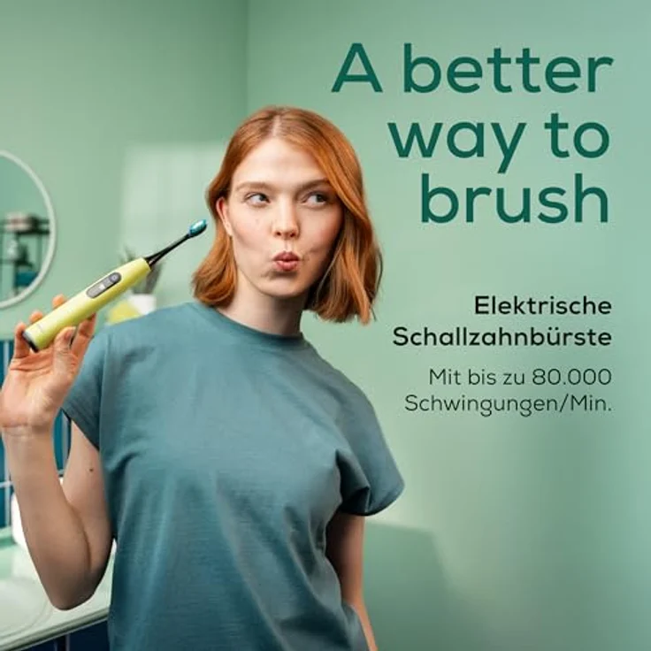 Beurer SC 50 Green Planet Splashy Lemon, Schallzahnbürste mit 80.000 Schwingungen/Minute, 5 Reinigungsprogrammen, integrierten Andrucksensor und LCD-Display, Farbe: Lemon – Bild 2