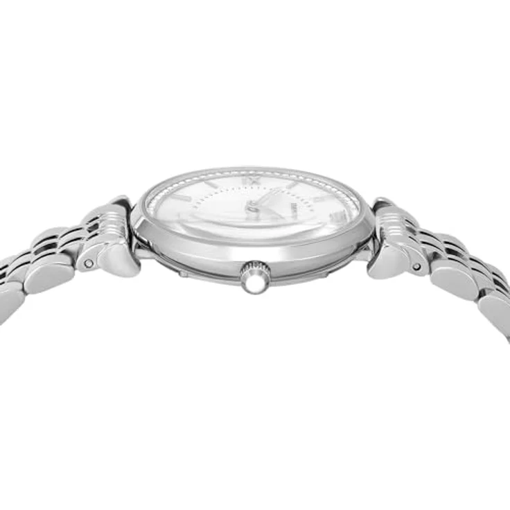 Emporio Armani AR11701, Damen Analog Quarz Uhr mit silberfarbenem Edelstahl Armband, 32 mm Gehäuse, kratzfestem Mineralglas, wasserdicht bis 30 m – Bild 5