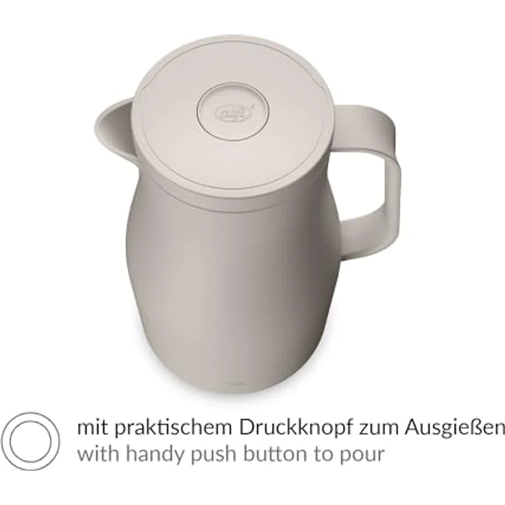 Alfi Isolierkanne ECONSCIOUS, 1 l mit Hartglaseinsatz, Biokunststoff, 12h heiß & 24h kalt, Drehverschluss mit Druckknopf – Bild 4