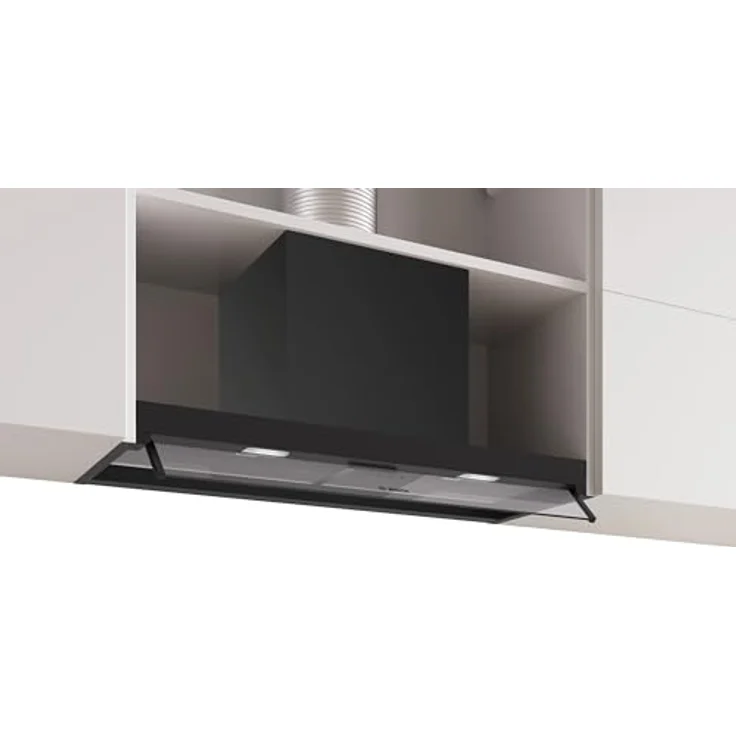 Bosch DBB85CC60, Serie 4, Integrierte Designhaube 80 cm, Klarglas, Mattschwarz, Kondensatormotor, 3 Leistungsstufen, bis zu 583 m³/h, abnehmbarer Metallfettfilter – Bild 2