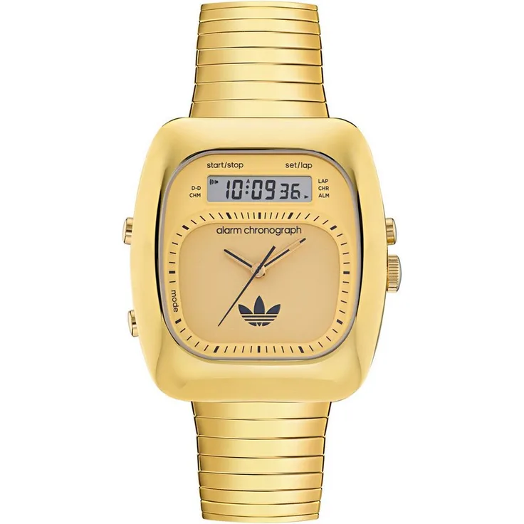 adidas Originals Quarzuhr AOSY25014, goldfarbene Armbanduhr mit analog-digitaler Anzeige, Edelstahlgehäuse, wasserdicht bis 50m