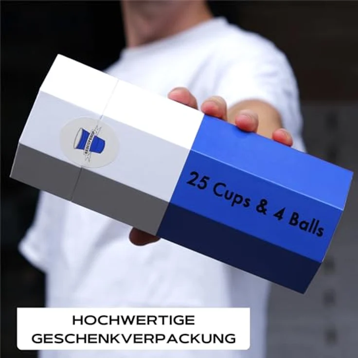 RedCupShop® Blue Cups, 25 blaue Partybecher & 4 Bälle, spülmaschinenfest, wiederverwendbar, 473ml, ideal für Beer Pong und Events – Bild 4