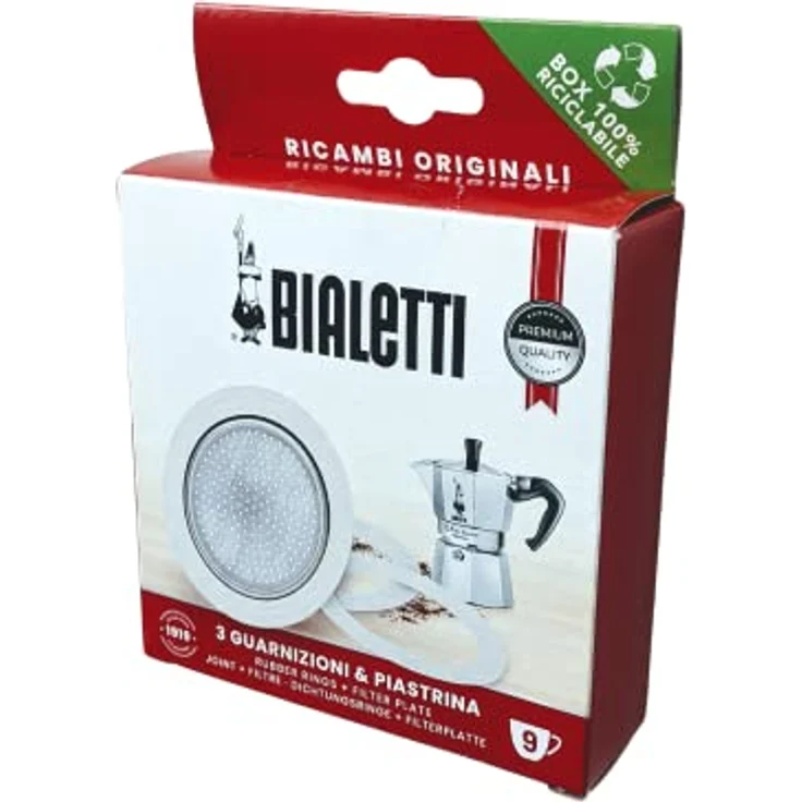 Bialetti Ersatzset 9 Tassen Alu 1 Dichtung +1 Filter – Bild 3