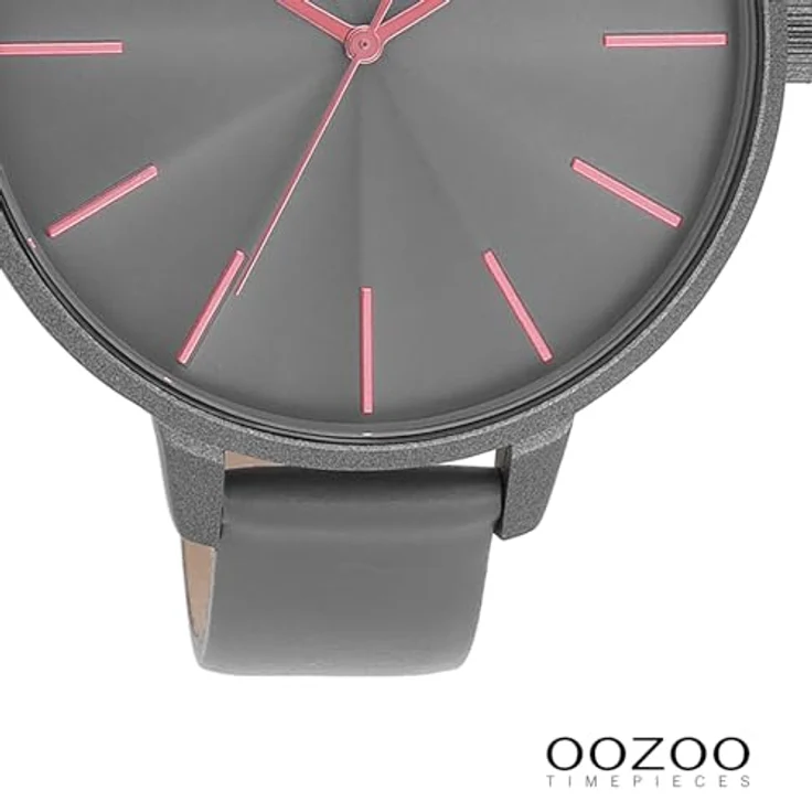 Oozoo Timepieces Damen Uhr C11254 | Armbanduhr Damen mit Lederarmband | Japanisches Quarzwerk | Modernes Design | Smoke Grey/Pink Shell – Bild 3