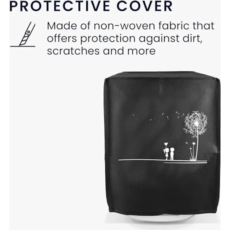 kwmobile Hülle für Thermomix TM5/TM6 mit Varoma, Abdeckhaube in Weiß Schwarz Pusteblume Love, robustes Polypropylen, schützend vor Staub und Schmutz – Bild 4