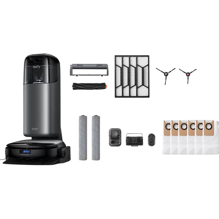 eufy S1 Pro Complete, Staubsauger Roboter mit 3D MatrixEye Technologie, selbstreinigender Wischfunktion und automatischer Entleerung