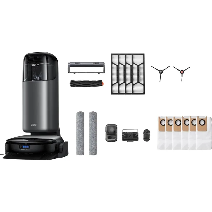 eufy S1 Pro Complete, Staubsauger Roboter mit 3D MatrixEye Technologie, selbstreinigender Wischfunktion und automatischer Entleerung