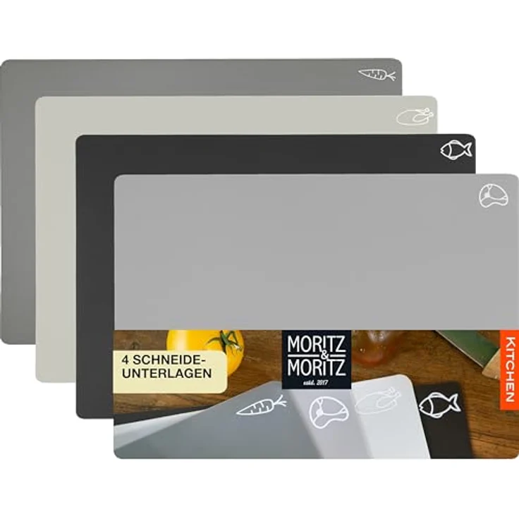 Moritz & Moritz 4x Schneidematte Küche - 28 x 38 cm - Schneideunterlage Küche für schnelles Arbeiten - Schneidebrett Kunststoff Flexibel – Bild 1