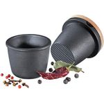 Zassenhaus Gewürzreibe mit Vorratsfach, Pfeffermühle und Salzmühle, Schwarz, integrierte Riffelung für effizientes Mahlen und Aufbewahrung