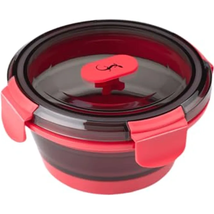 Lurch Frischhaltebox Silikon 400 ml rund, faltbar und auslaufsicher in Frozen Pink – ideale Lunchbox für unterwegs