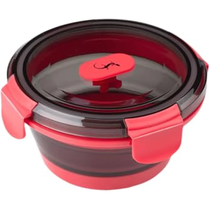 Lurch Frischhaltebox Silikon 400 ml rund, faltbar und auslaufsicher in Frozen Pink – ideale Lunchbox für unterwegs