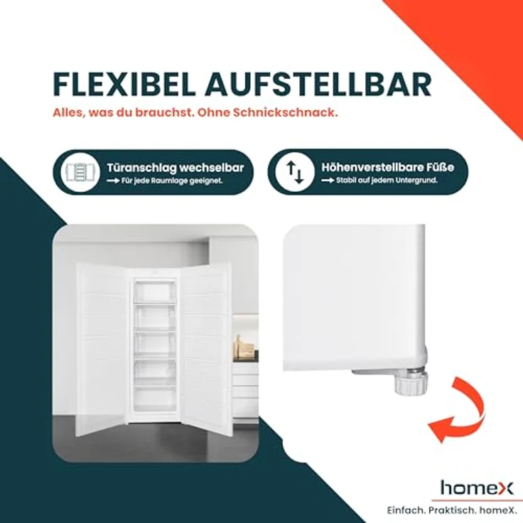 homeX FS1681E-W, Gefrierschrank mit 168L Nutzinhalt, 4-Sterne Gefrierleistung, freistehend, leise, weiß – Bild 7