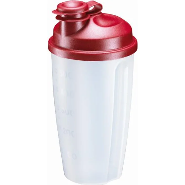 Westmark Dressingshaker, Schüttelbecher, Shaker mit herausnehmbarer Mixscheibe, Messskala und verschließbarem Ausgießer, Füllvolumen: 0,5 Liter, Kunststoff, Mixery, Rot-Transparent, 2435227R – Bild 2