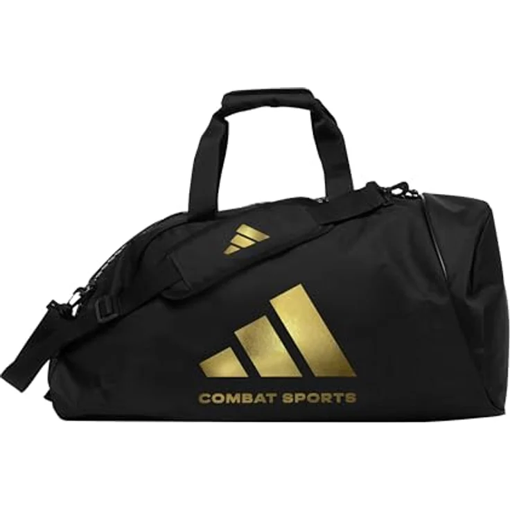 adidas Performance 2in1 Sporttasche, faltbare Tasche/Rucksack aus strapazierfähigem Polyester für Kampfsportarten, mit Außentaschen, Schwarz – Bild 1