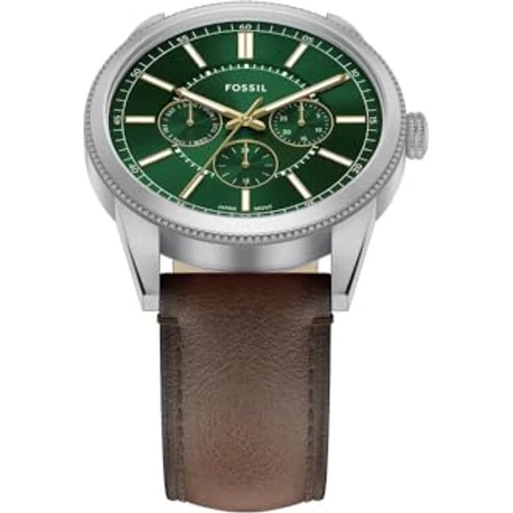 Fossil Quarzuhr PEARSON FS6137, Herrenuhr mit grünem Zifferblatt, analoge Anzeige, Lederarmband, Tag und Wochentagfunktion – Bild 4