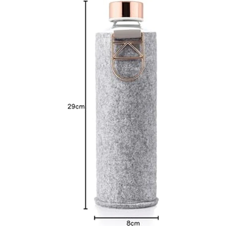 EQUA Glasflasche mit Filzhülle Mismatch Rose Gold 750 ml - Trinkflasche aus Glas mit Schutzhülle 0,75 l - Sportflasche mit Cover - Designer Trinkflasche für unterwegs – Bild 10