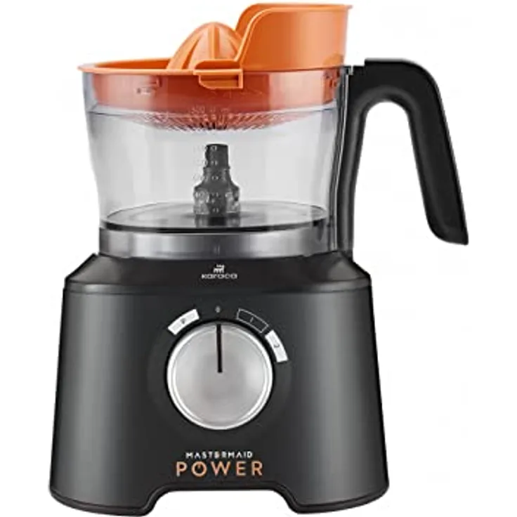 KARACA Mastermaid Power Max 11-in-1 Küchenroboter Schwarz 2500W, 1,5 kg Fassungsvermögen, 1000 ml Mixer, Eiscrush-Funktion