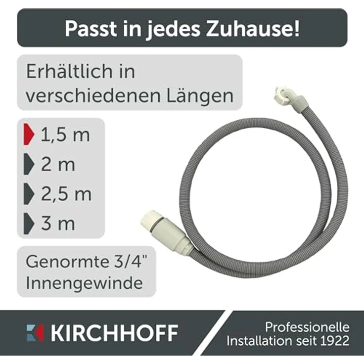 Kirchhoff Sicherheits-Zulaufschlauch 24,2 mm (3/4 Zoll IG) x 1,5 m, robustes Waschmaschinen-Zubehör mit integriertem Sicherheitssystem – Bild 5