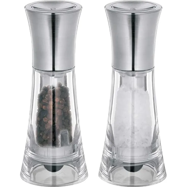 Küchenprofi New York Salz- und Pfeffermühlen-Set, Edelstahl, transparent, 20 Jahre Garantie, Keramik-Mahlwerk