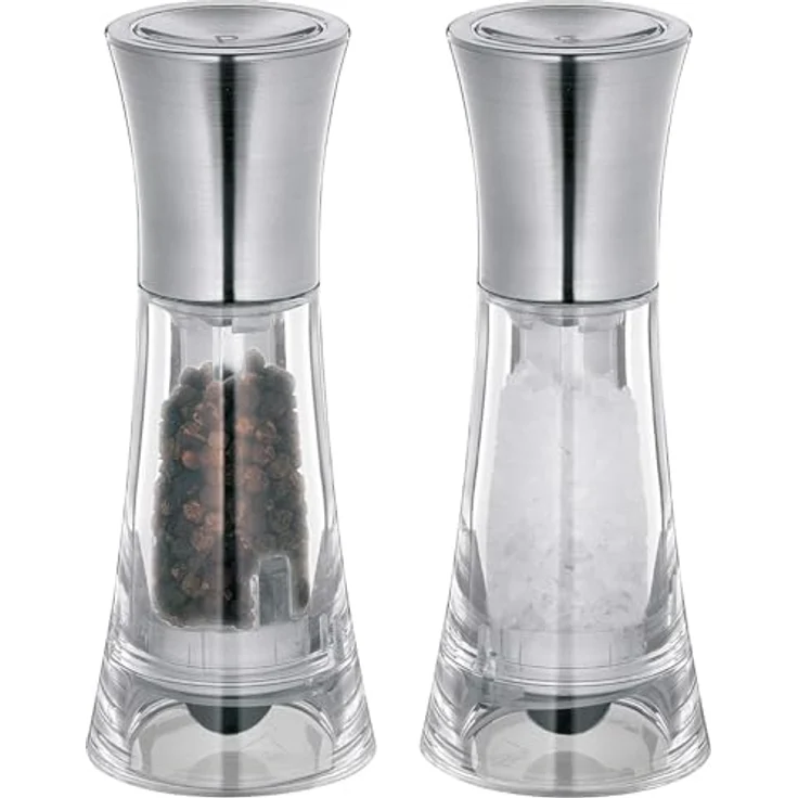 Küchenprofi New York Salz- und Pfeffermühlen-Set, Edelstahl, transparent, 20 Jahre Garantie, Keramik-Mahlwerk – Bild 1