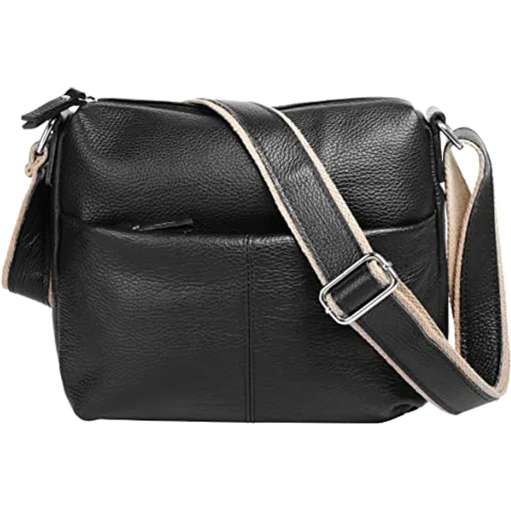 Samantha Look Umhängetasche, echtes Leder, Made in Italy, 24 cm x 26 cm, verstellbarer Schultergurt
