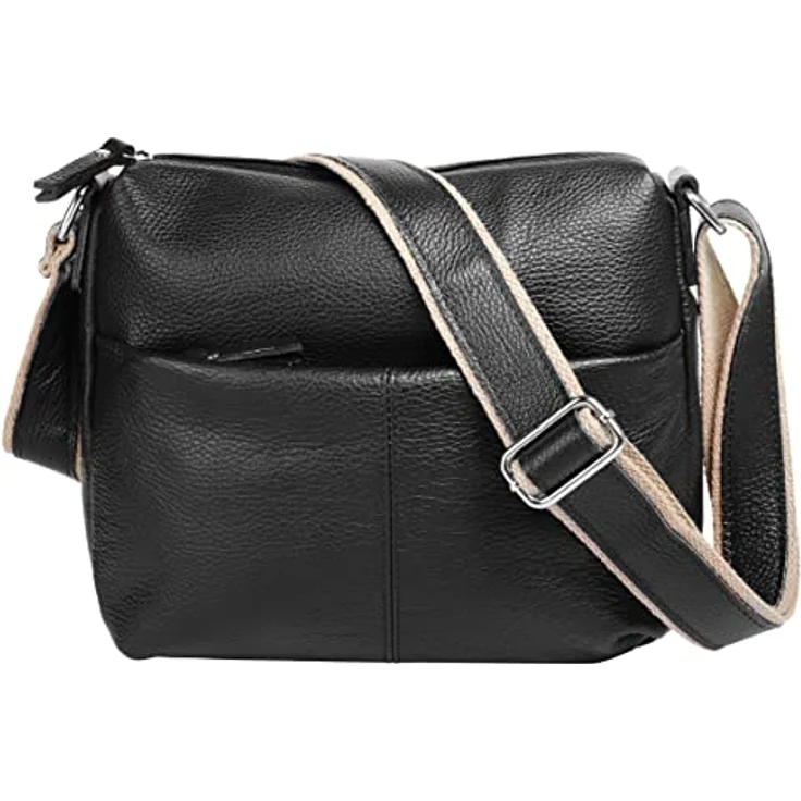 Samantha Look Umhängetasche, echtes Leder, Made in Italy, 24 cm x 26 cm, verstellbarer Schultergurt – Bild 1