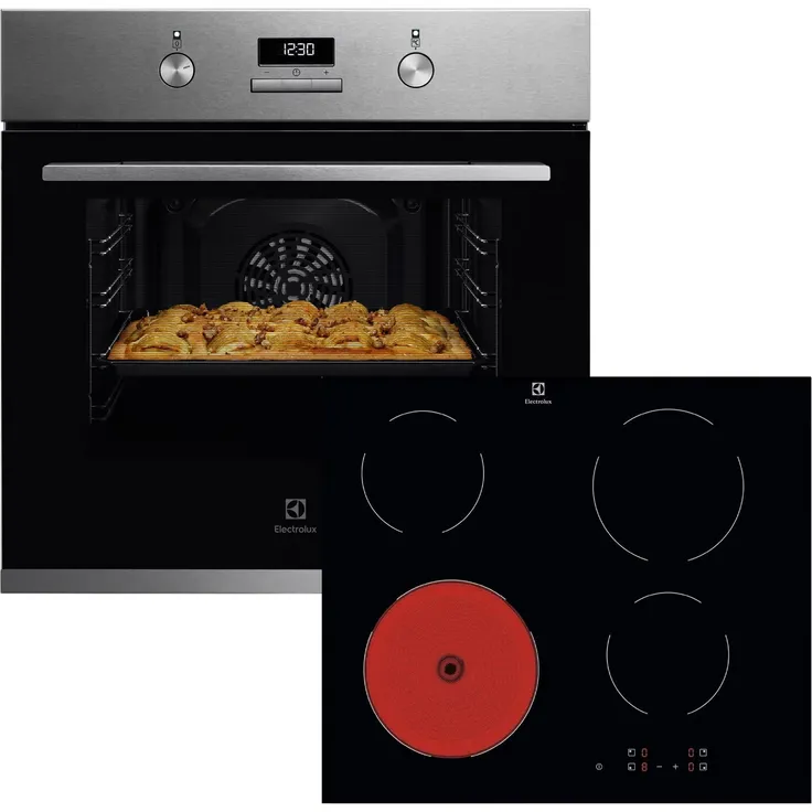 Electrolux ELXB1X Einbaubackofen Schwarz mit Even Cooking System, AquaClean, Grill und abnehmbarer Glastür