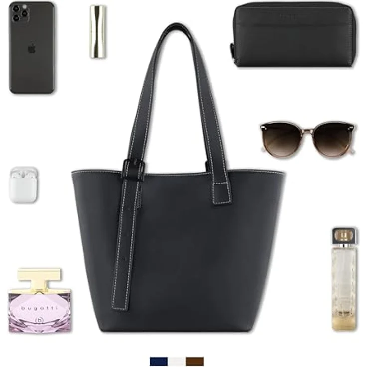 bugatti Zita Shopper Tasche, 34 cm, schwarz, 100% Polyurethan, 34 x 14 x 24.5 cm – Bild 6