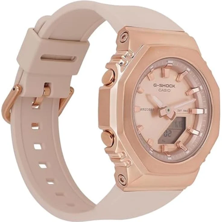 Casio G-Shock Classic Damenuhr Puder/Roségoldfarben GM-S2100PG-4AER, Rosa Kunststoffarmband, Im Dunkeln leuchtend – Bild 4