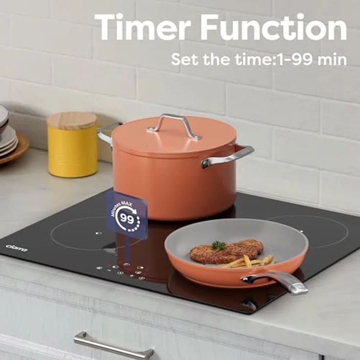 CIARRA CABBIH4-F Einbau Induktionskochfeld 60 cm 4 Platten Induktionskochplatte Kochfeld Induktion Touch-Bedienung 9 Leistungsstufen Timer Kindersicherung Abschaltautomatik Restwärmeanzeige, schwarz – Bild 4